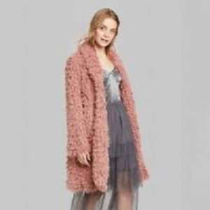 Pink Faux Shearling Coat